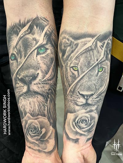 Lion Couple Matching Tattoo, Couple Tattoo, Lion Tattoo Gift for Couple,  Removable Fake Tattoo for Boyfriend, Girlfriend, Couple Lion Tattoo - Etsy