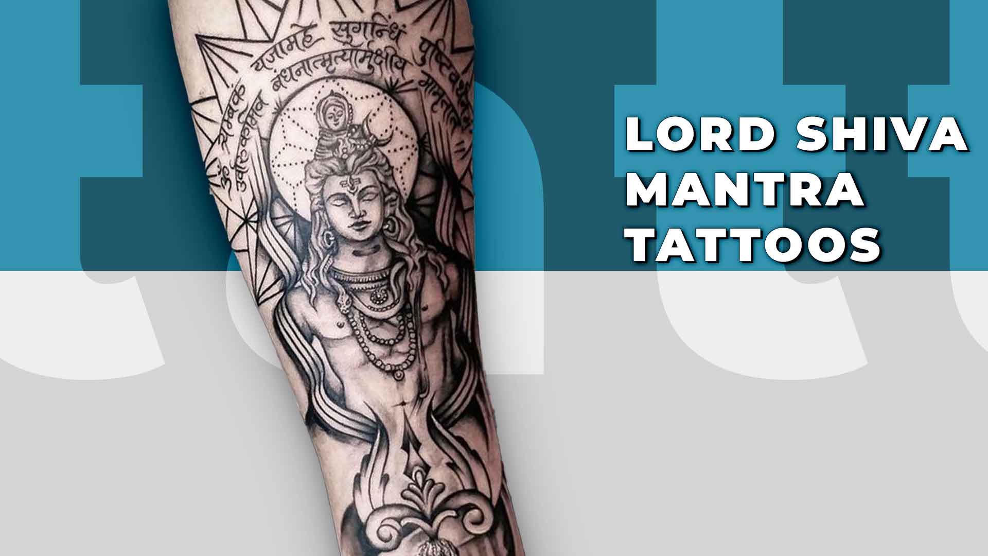 Maha Mrityunjaya Mantra Tattoo with Lord Shiva Eye & Trishul