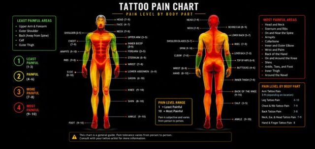 Tattoo Pain Chart: Most and Least Painful Tattoo Area